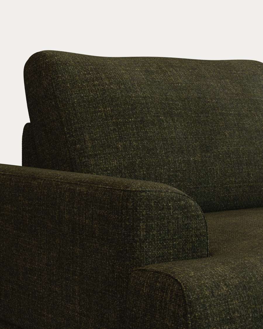 Karin 2-seater sofa green with solid beech wood legs with natural finish, 210 cm