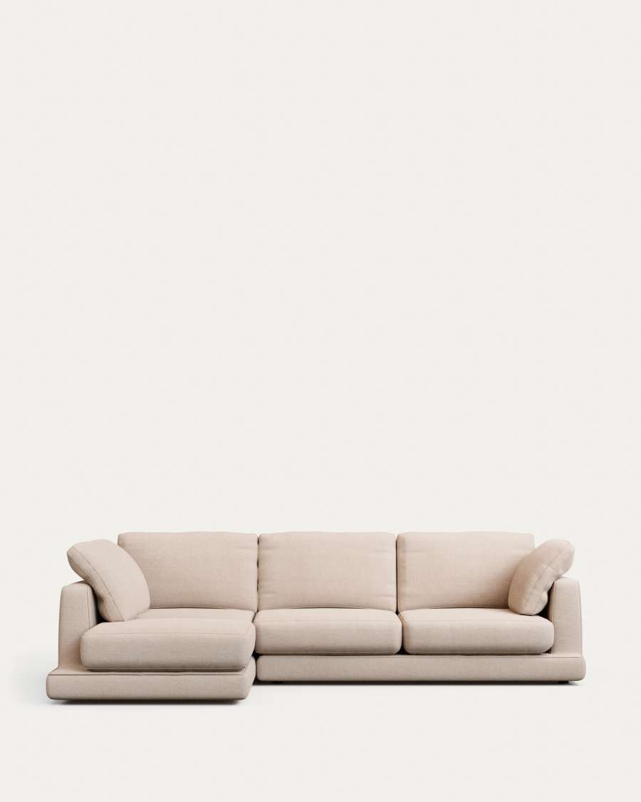 Gala 4-seater sofa with left chaise longue beige 300cm