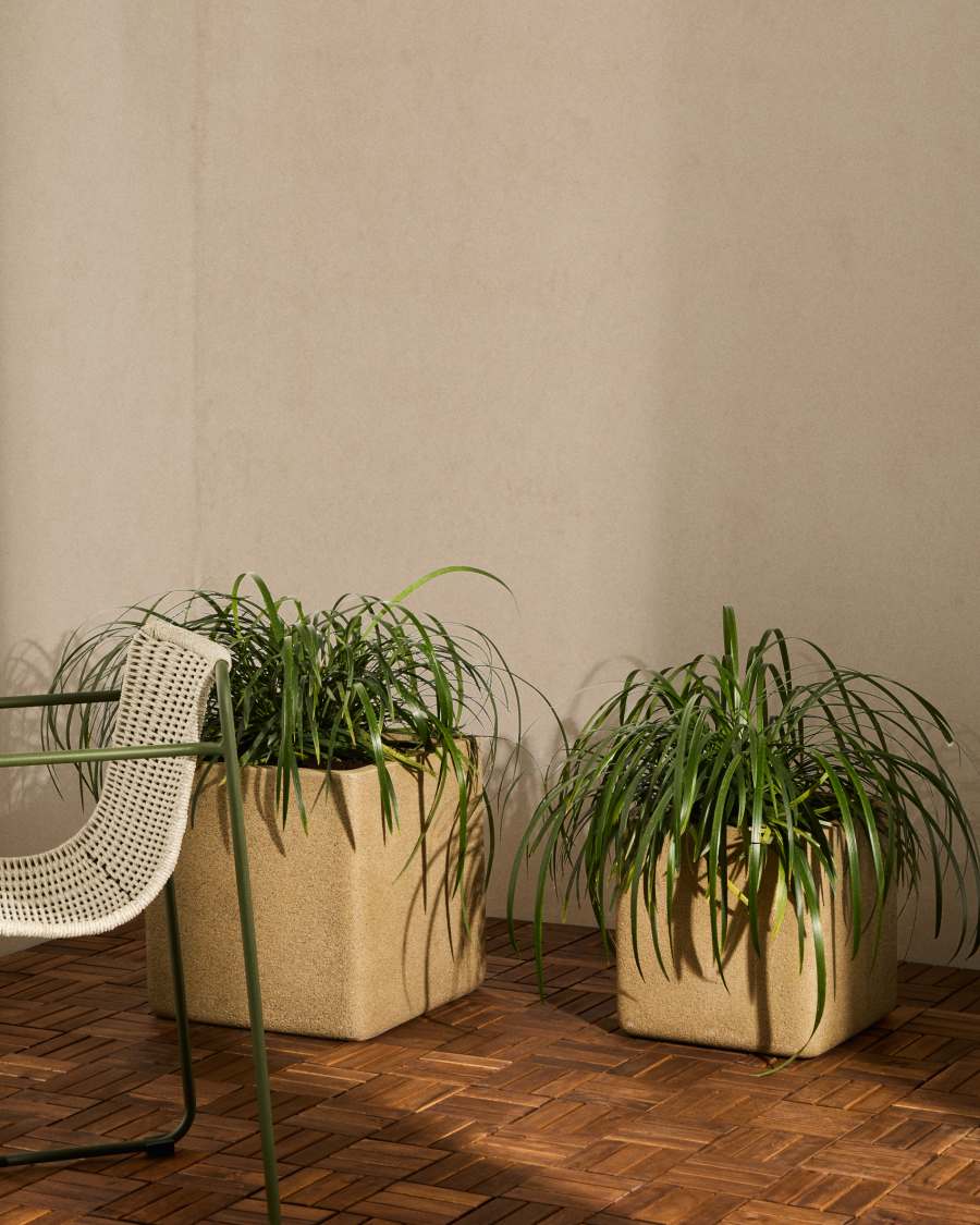 Set de 2 cache-pots Minoa avec effet pierre moutarde 44 x 44 cm