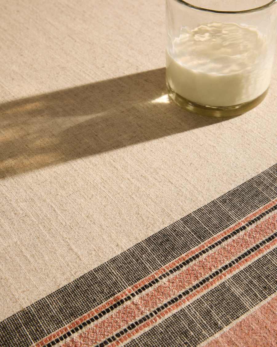 Veliat linen and viscose tablecloth with multicoloured contrasting woven stripes 170 x 250cm
