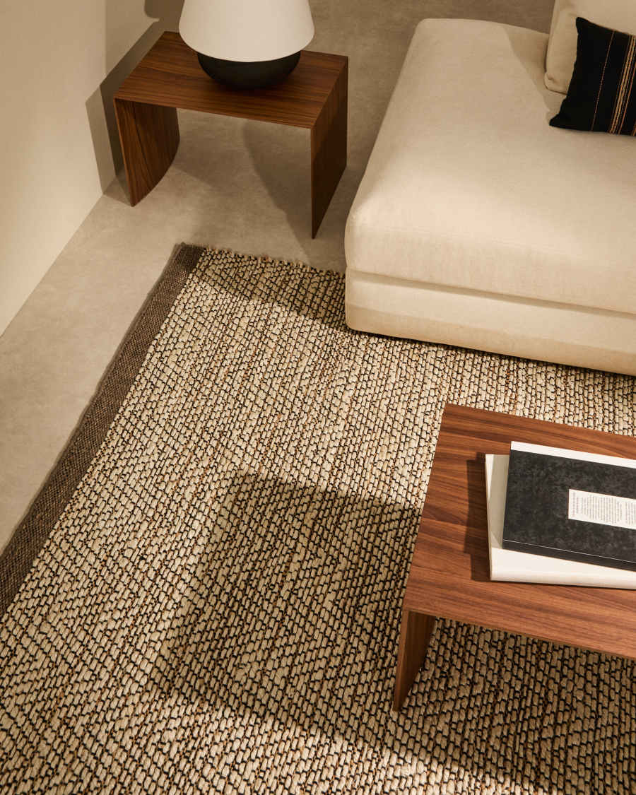 Tapis de couloir Arpe jacquard en jute beige 70 x 140 cm