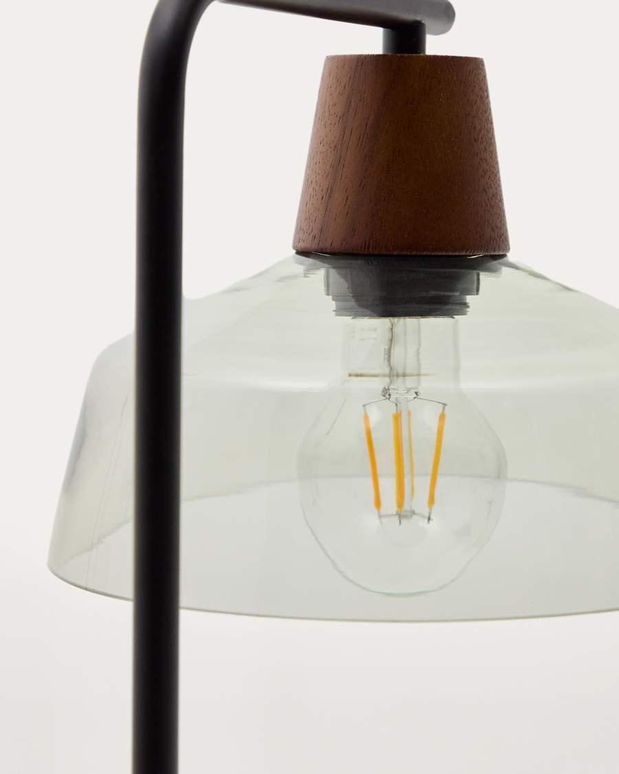 Silex table lamp with a metal foot in green glass