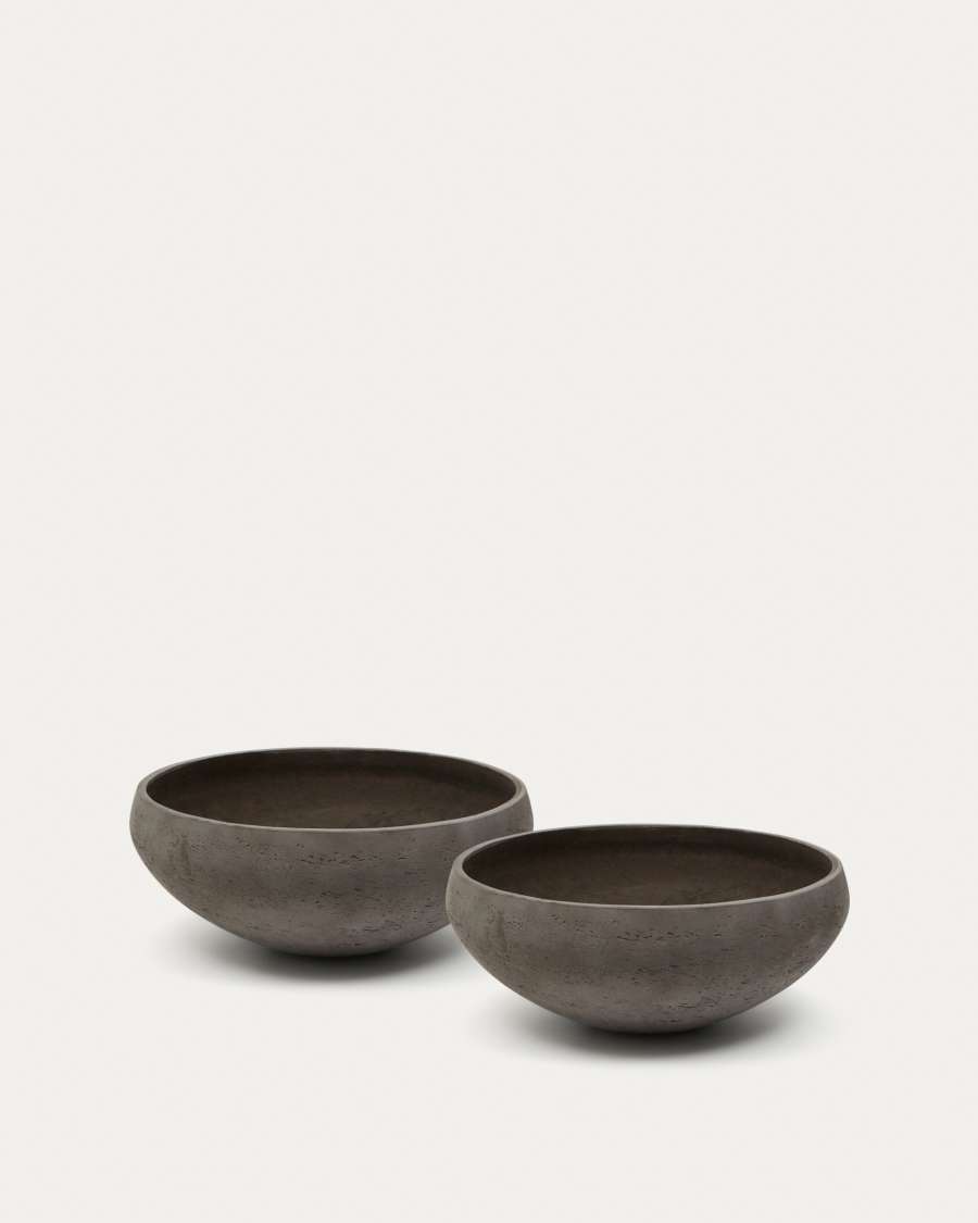 Set of 2 Nura terracotta cement-effect planters Ø55 cm