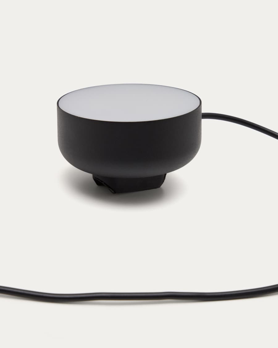 Orey black metal wall-mounted light fixture with multi-position spotlight