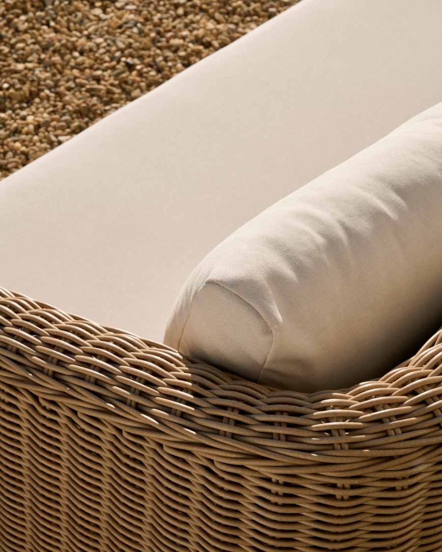 Meria 3-seater sofa in synthetic rattan with FSC 100% solid acacia wood legs 208cm