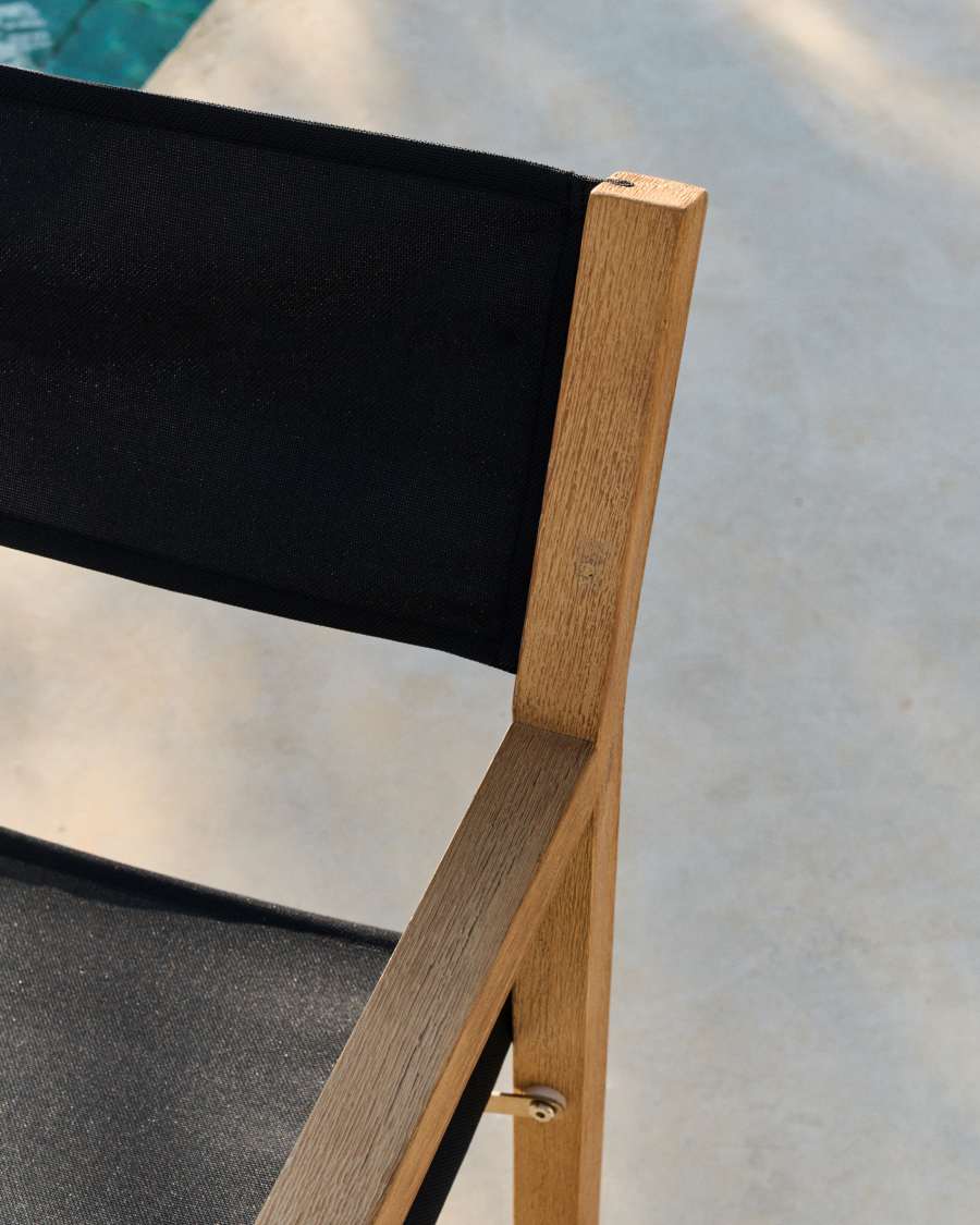 Chaise pliable d’extérieur Vilara noire en bois d’acacia FSC 100%