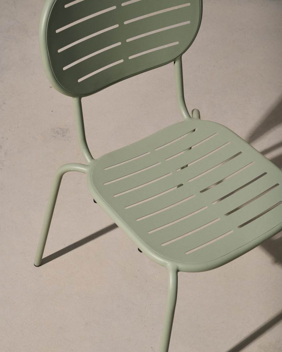 Brai stackable outdoor chair in turquoise galvanised steel