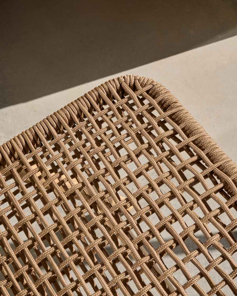 Dandara folding chair in solid acacia wood with steel structure and beige cord FSC 100%