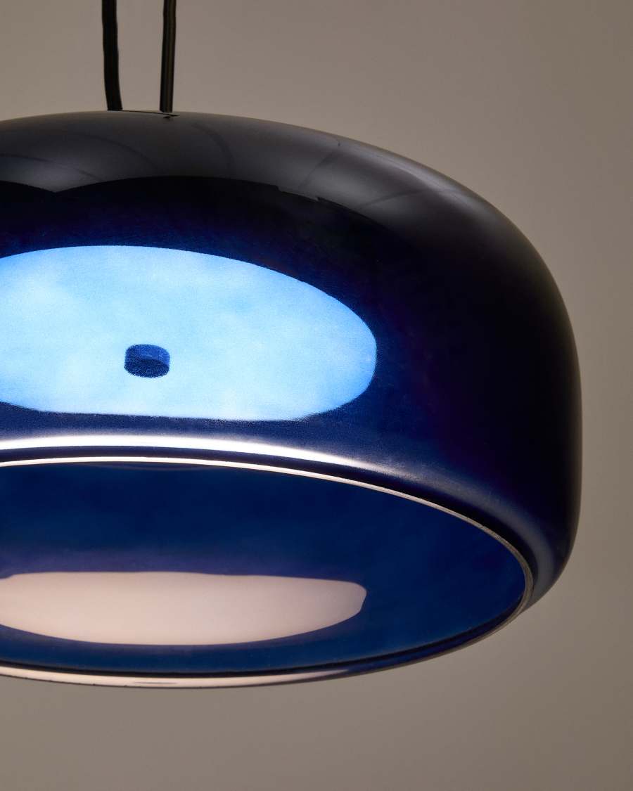 Reig blue glass ceiling lamp, Ø 38 cm