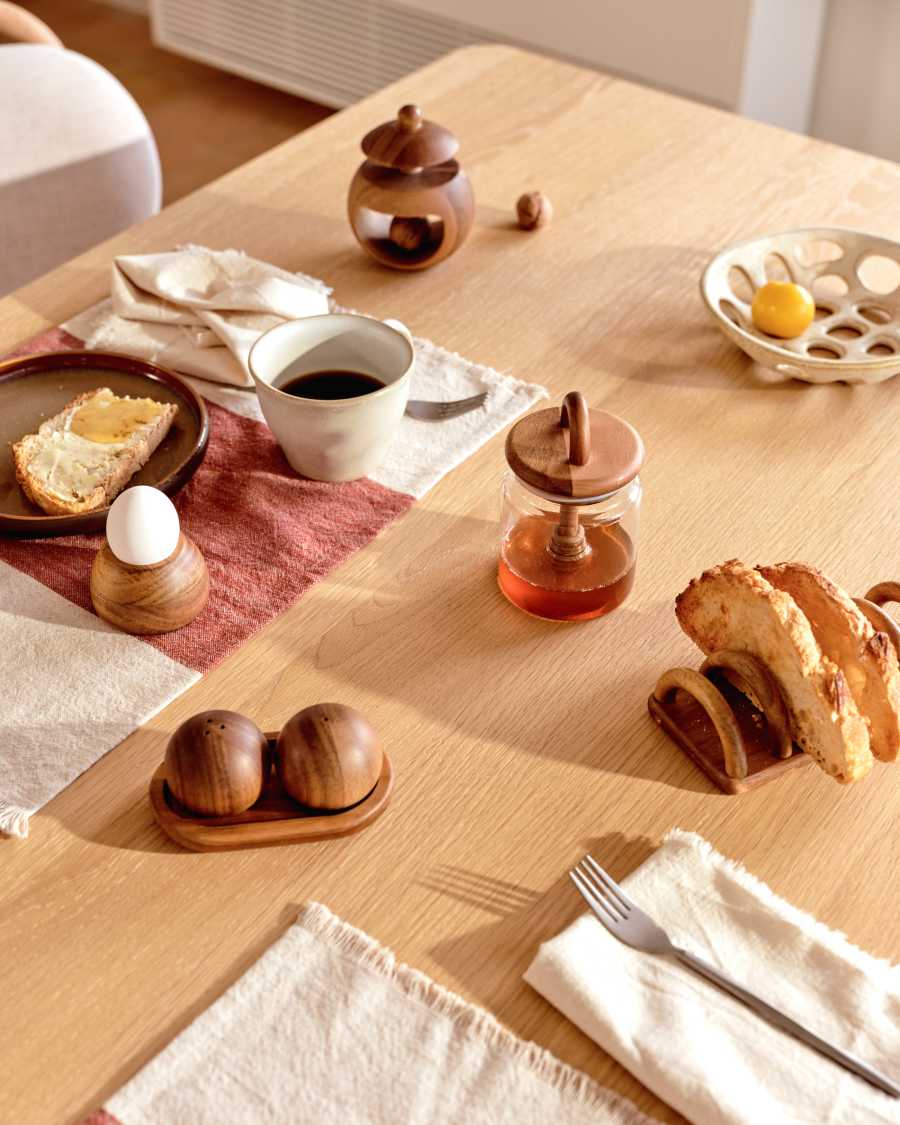 Nukha honey jar in glass and FSC 100% acacia wood