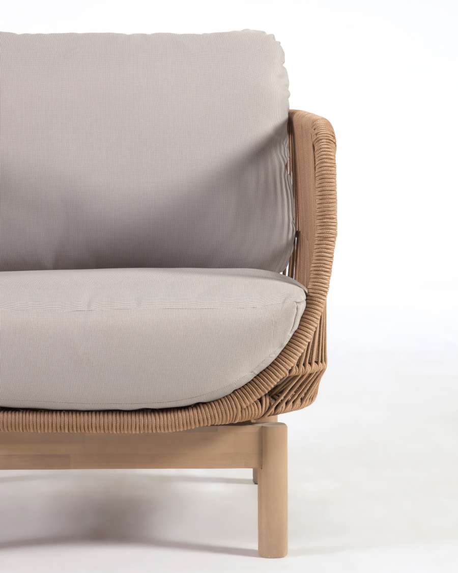 Catalina armchair made with beige rope and FSC solid acacia wood