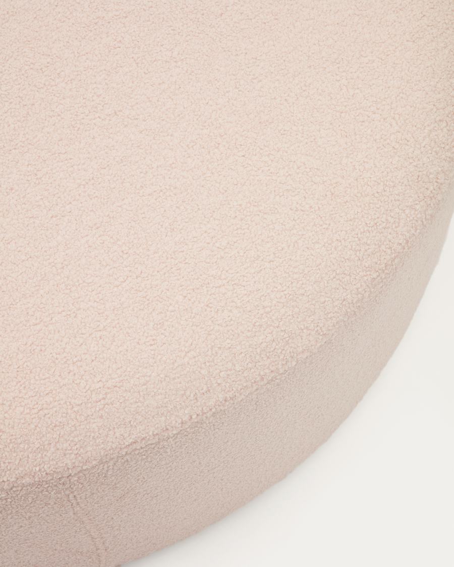 Kaeli footrest with removable cover in pink bouclé Ø 120 cm