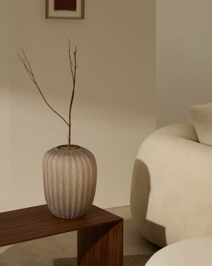 Lumia beige glass vase 38cm
