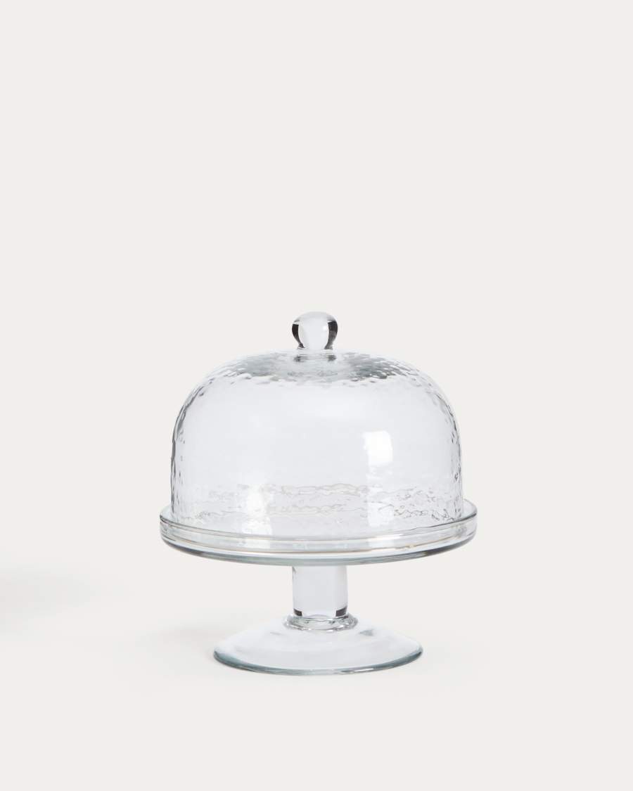 Sileia transparent recycled glass cake plate
