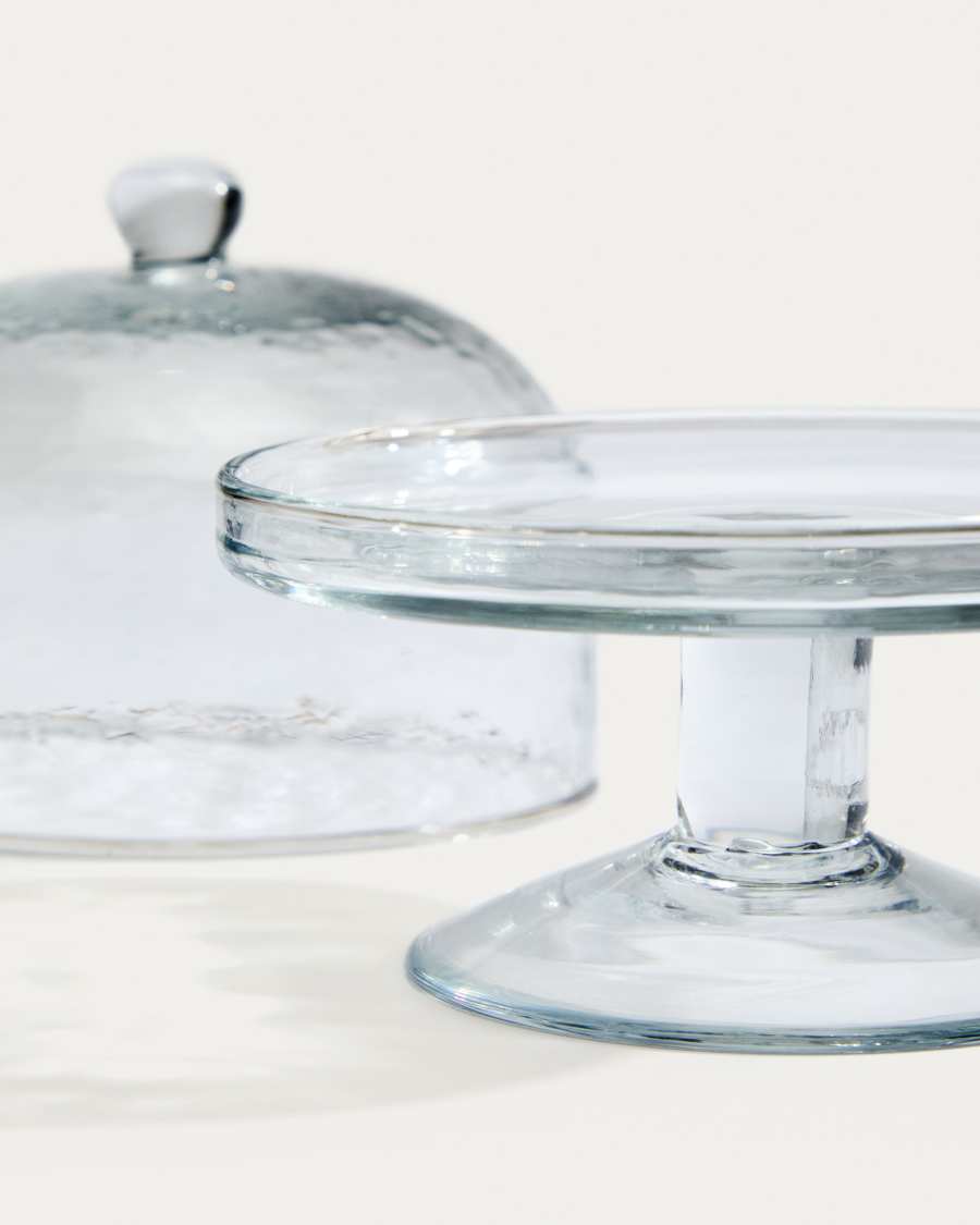 Sileia transparent recycled glass cake plate