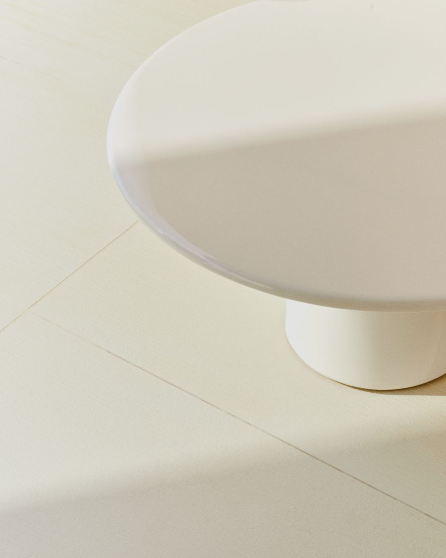 Albanella coffee table in cement with glossy white finish Ø85cm