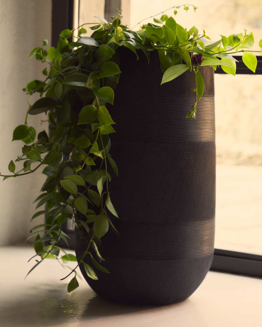 Set of 2 Tival black cement-effect planters Ø 45cm