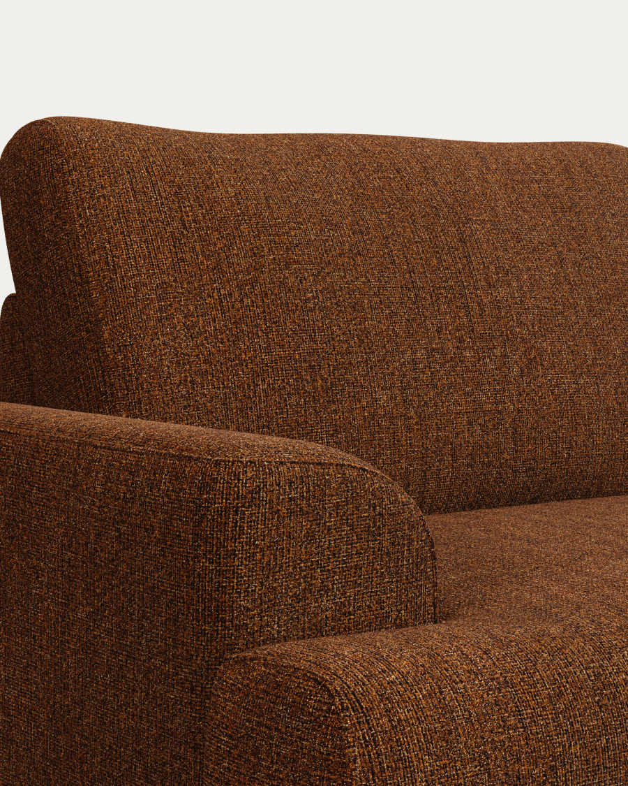 Karin 3-seater sofa dark orange with solid beech wood legs with walnut-effect finish, 231 cm