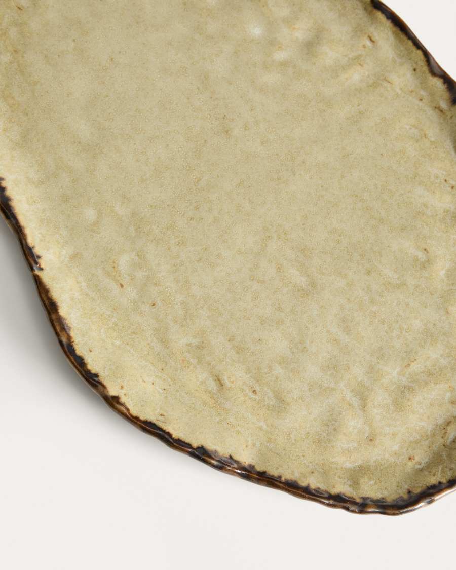 Abela tray in brown ceramic