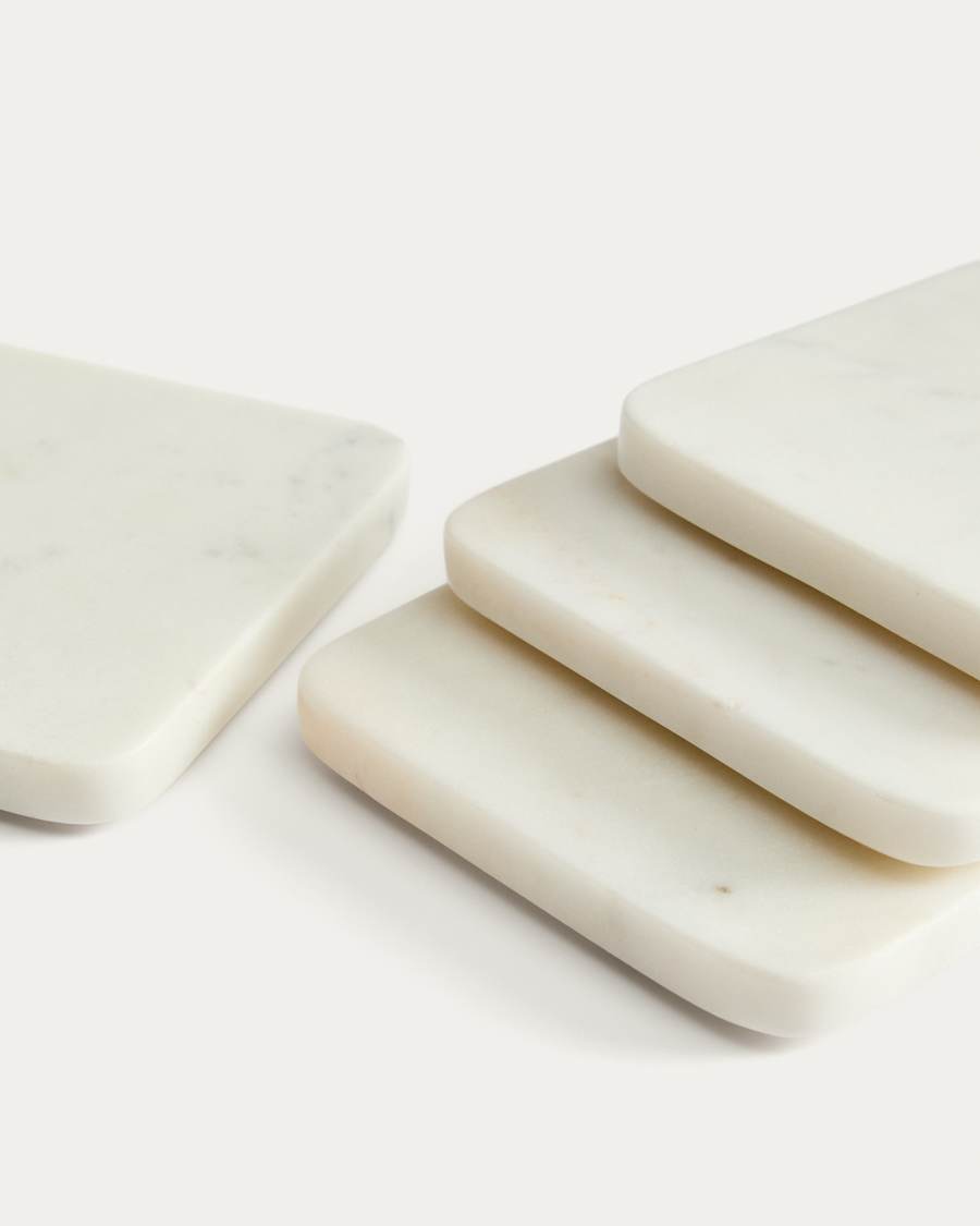 Nuvir set of 4 white marble coasters