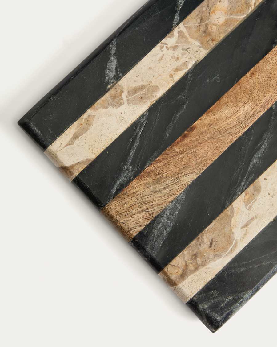 Surne serving board in black, brown and beige marble 30 x 18 cm