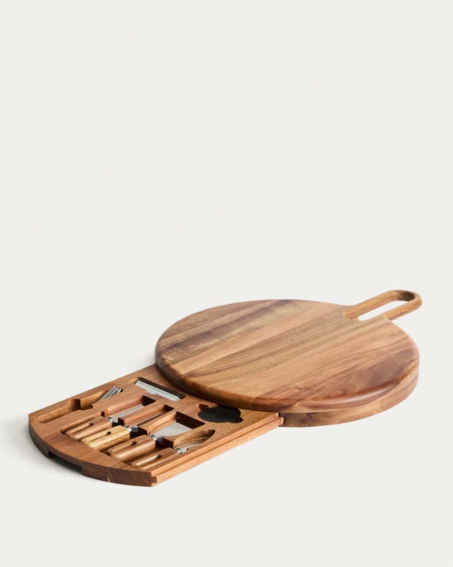 Blera cheese board and cutlery set in acacia wood FSC 100% and stainless steel