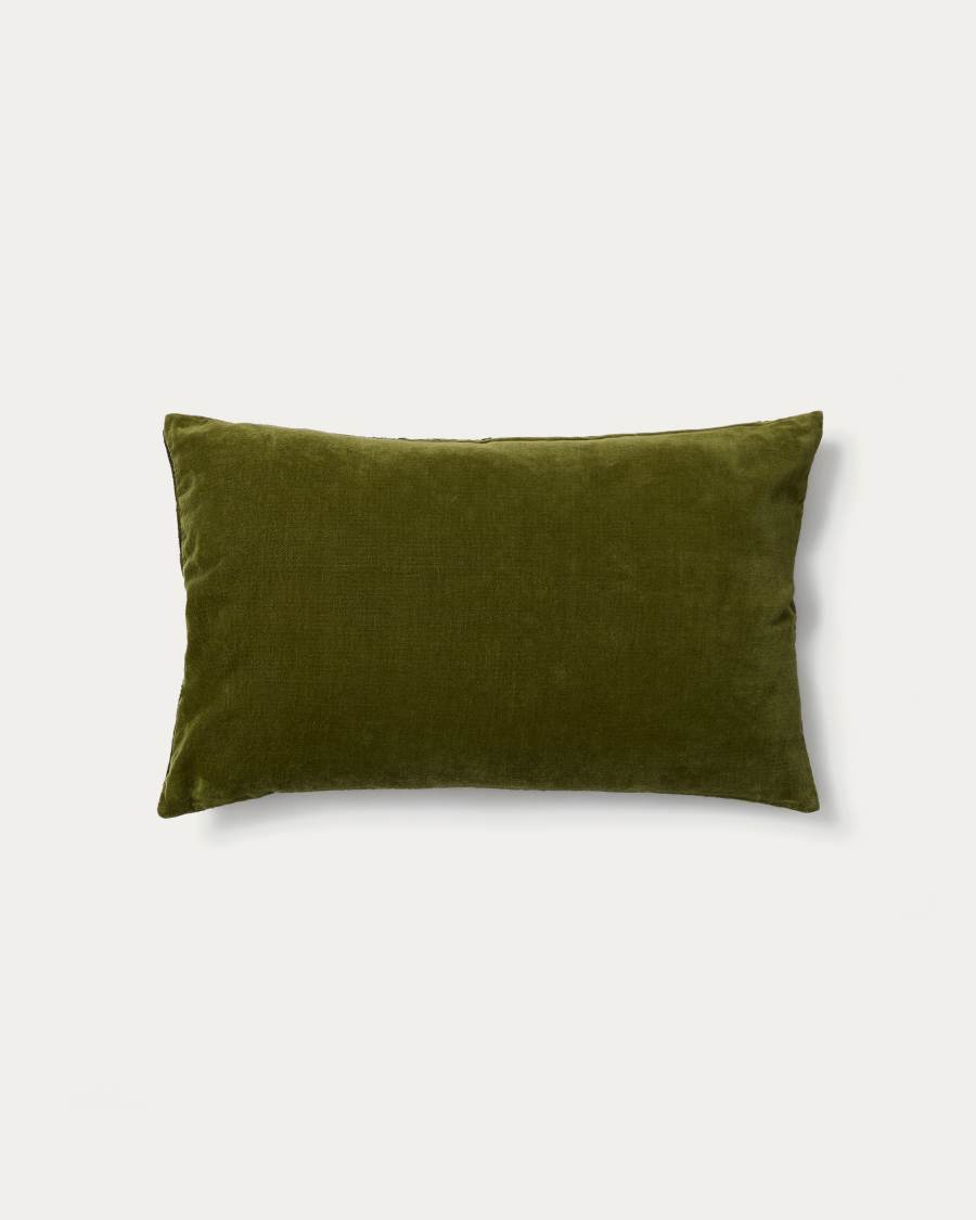 Davina cotton cushion cover with green zebra embroidery 40 x 60 cm