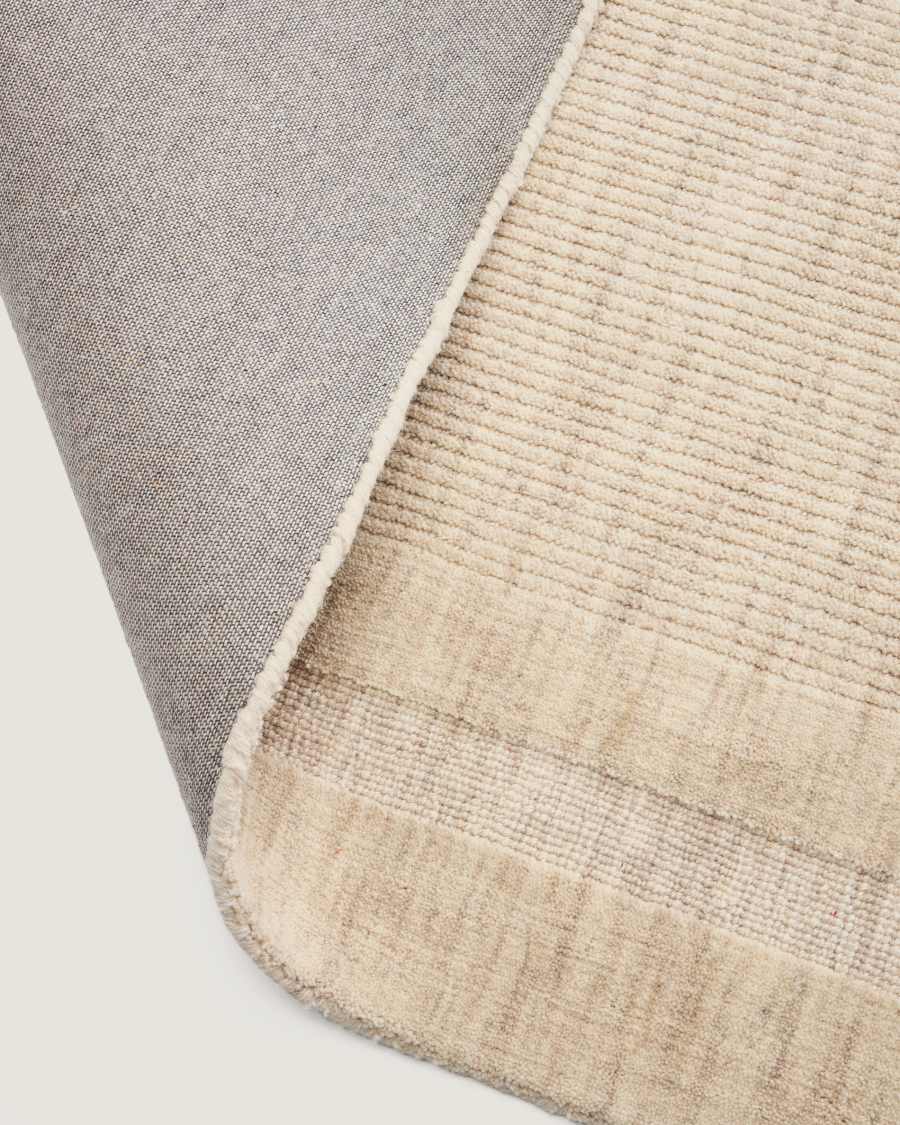 Dalena beige striped jacquard wool rug 300 x 200cm