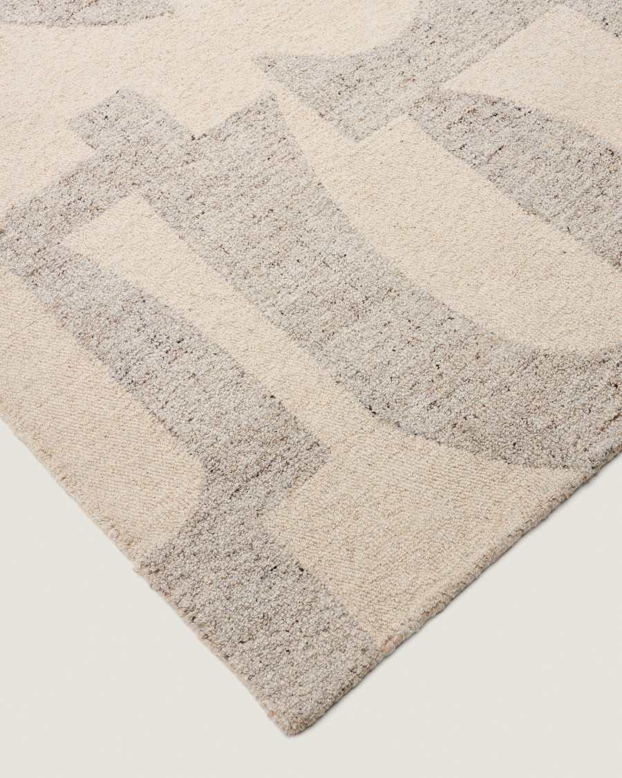 Norela grey jacquard wool blend rug 300 x 200cm