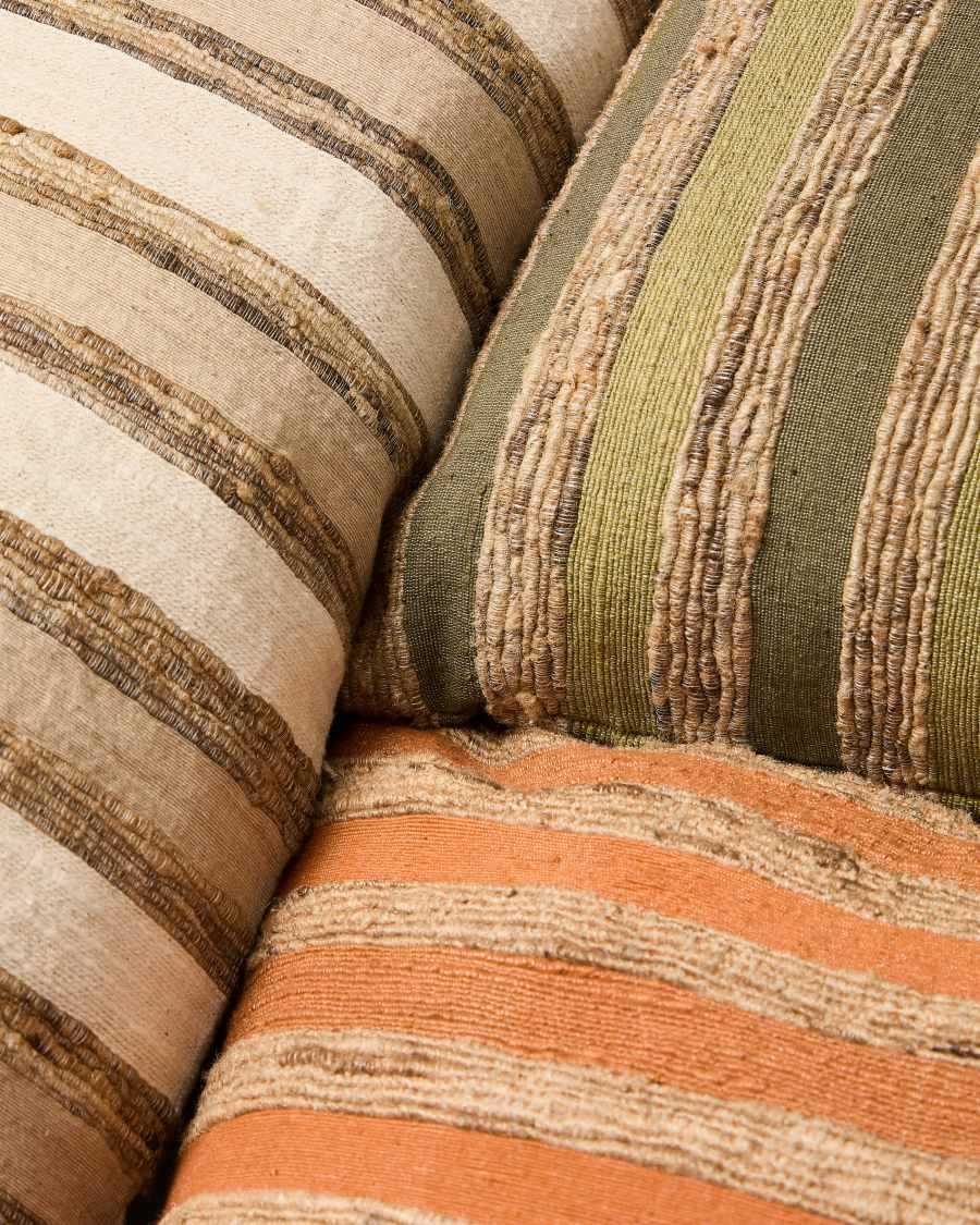 Dorevi ecru striped silk blend jacquard cushion cover 40 x 60cm