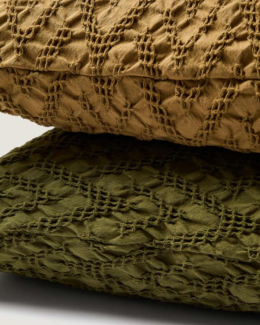 Κάλυμμα μαξιλαριού Evone 100% βαμβάκι με δομή waffle μουσταρδί 50 x 50 εκ