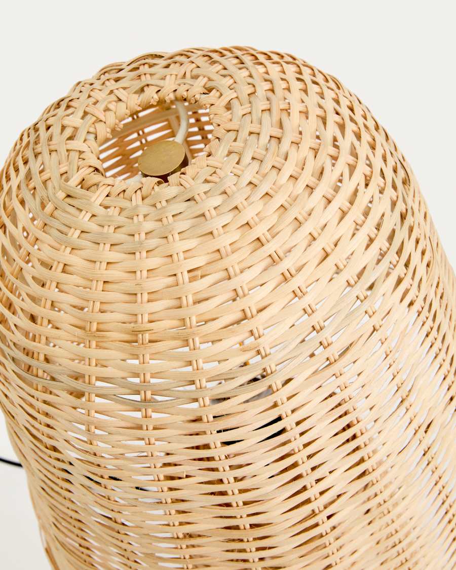 Lampada da tavolo Neuda in rattan con finitura chiara