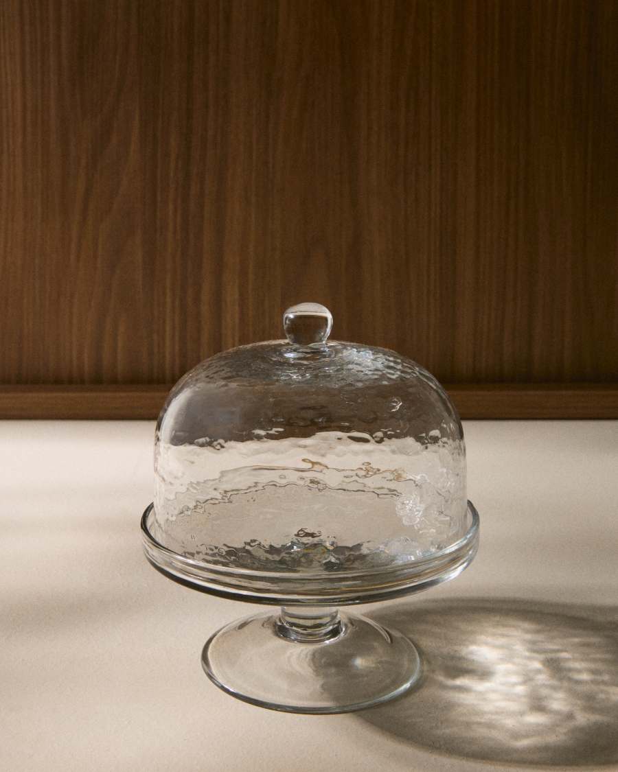 Sileia transparent recycled glass cake plate