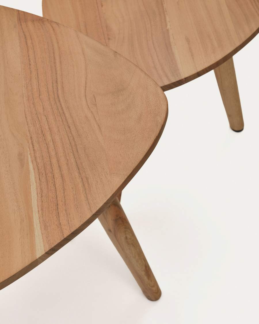 Duvani set of 2 side tables in solid acacia wood with bleached finish