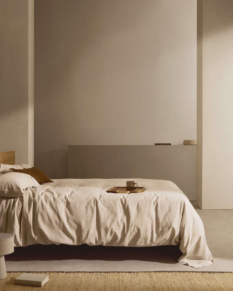 Simmel grey, cotton and linen duvet and pillow cover set, 150 cm bed