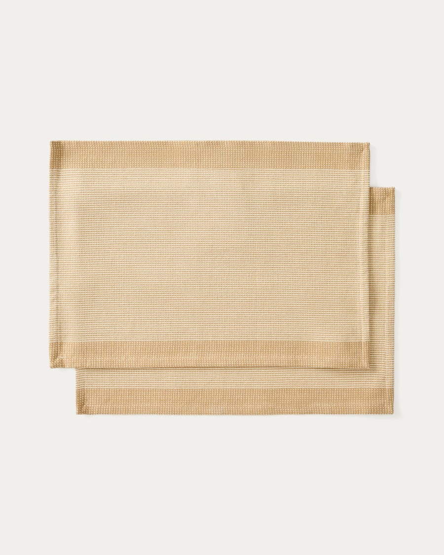 Briven set of 2 beige 100% cotton tablecloths 35 x 50cm