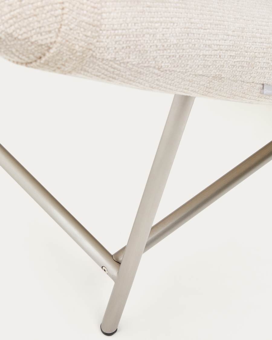 Divan Osla en chenille beige avec pieds en acier inoxydable brossé 175 cm