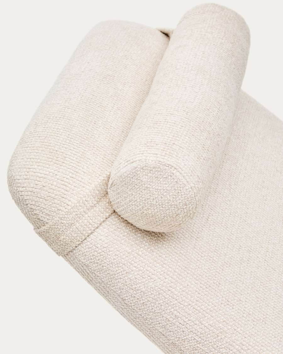 Divan Osla en chenille beige avec pieds en acier inoxydable brossé 175 cm