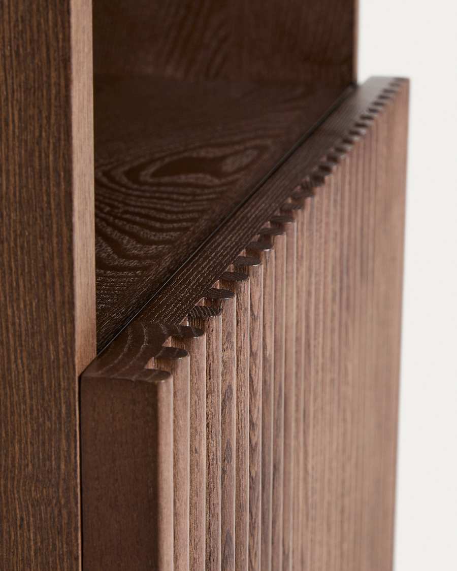 Beyla bedside table in ash veneer and solid ash wood with walnut finish 53 x 62.5cm FSC 100%