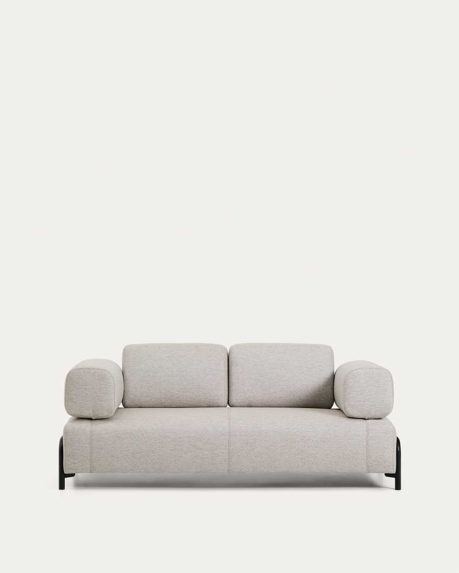Compo 2-seater greige sofa with black metal frame 200 cm FSC Mix Credit