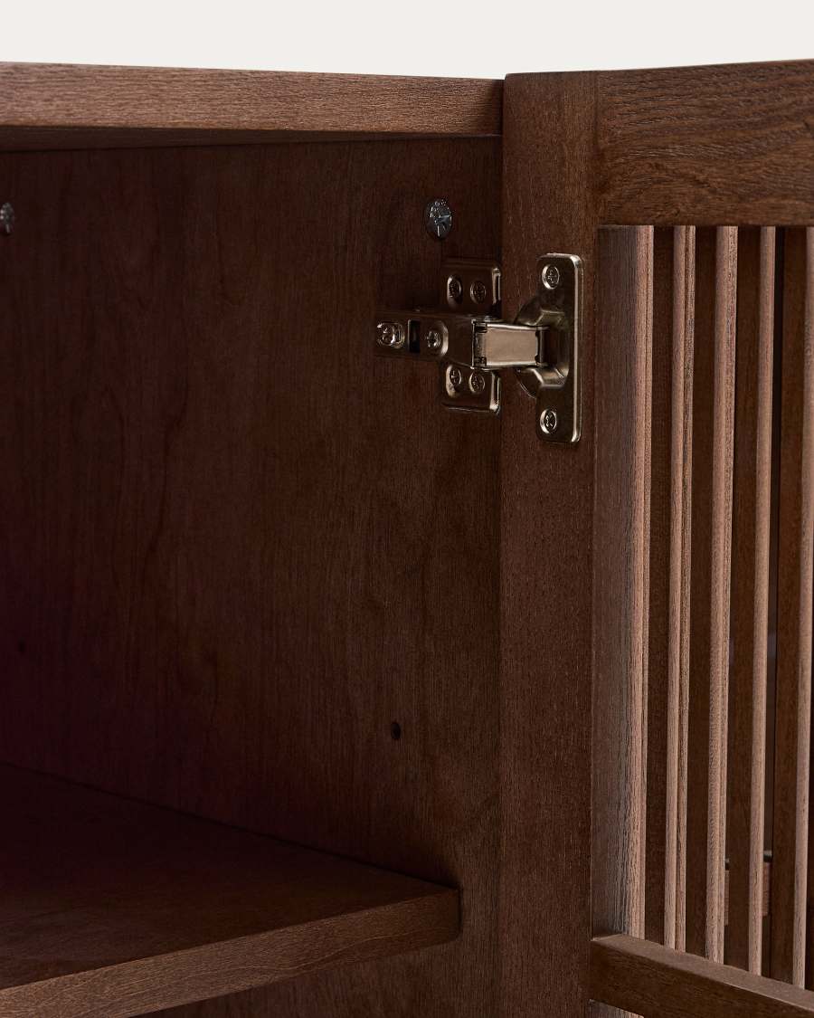 Beyla sideboard with 4 doors in ash veneer and solid ash wood with walnut-tone finish 180 x 71.5 cm FSC 100%