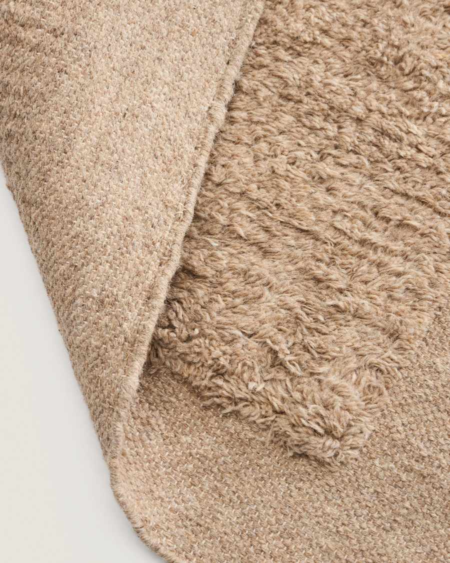 Marely beige wool runner rug 200 x 80cm