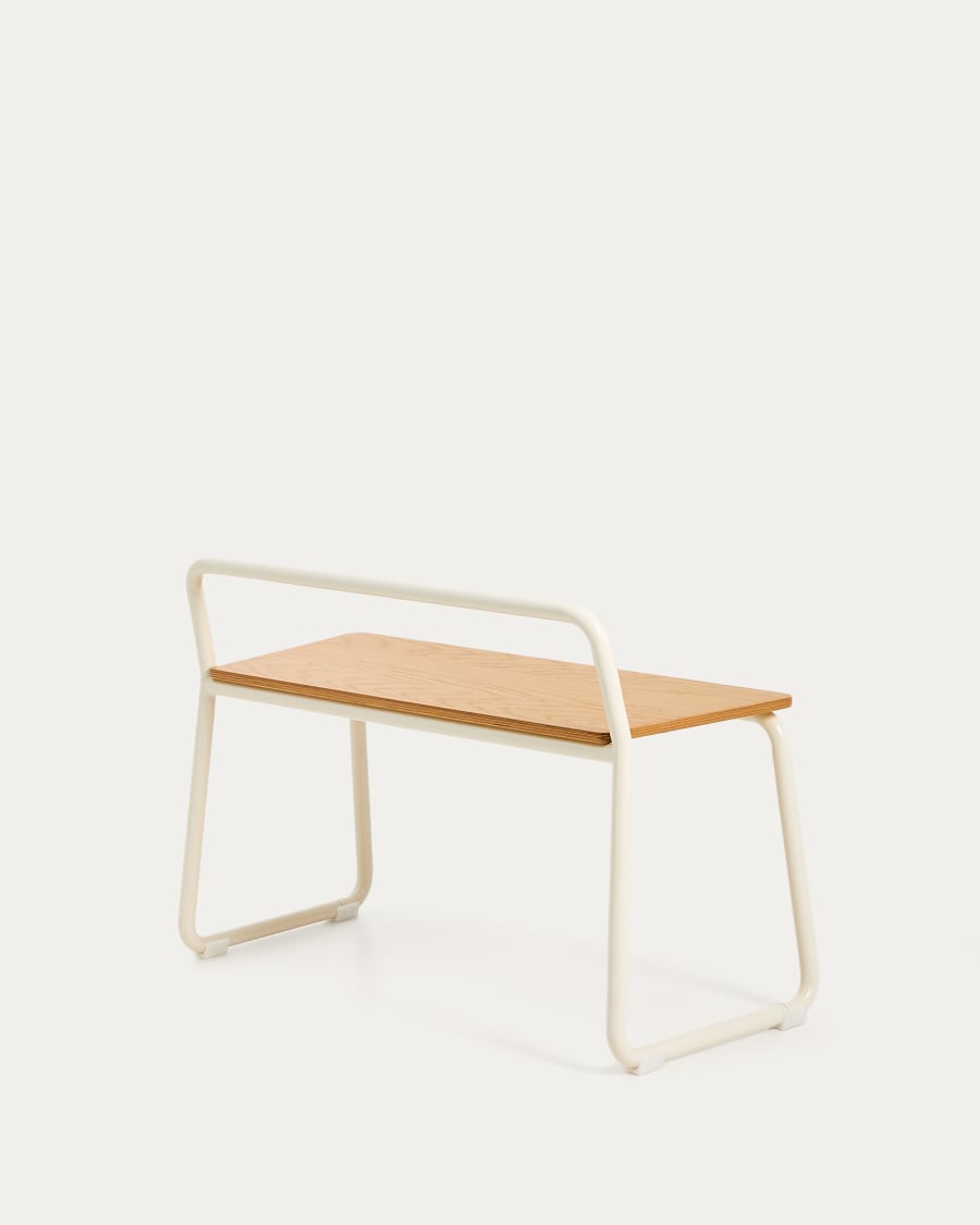 Tinn ash veneer bench with a beige metal structure, 75 cm