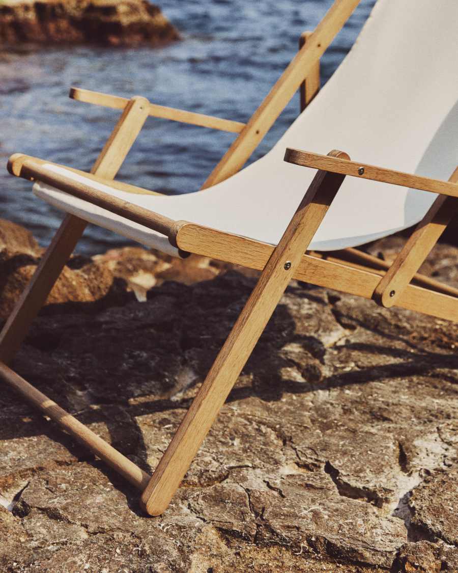 Vilara white outdoor folding deck chair made of FSC 100% solid acacia wood