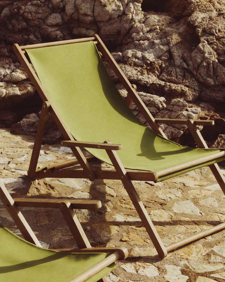 Klappbarer Outdoor-Liegestuhl Vilara in Grün aus massivem Akazienholz FSC 100%