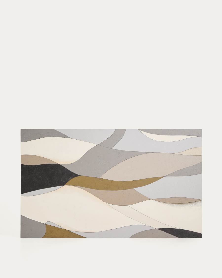 Abstrakte Leinwand Marvilo, Grau und Senfgelb, 120 x 200 cm