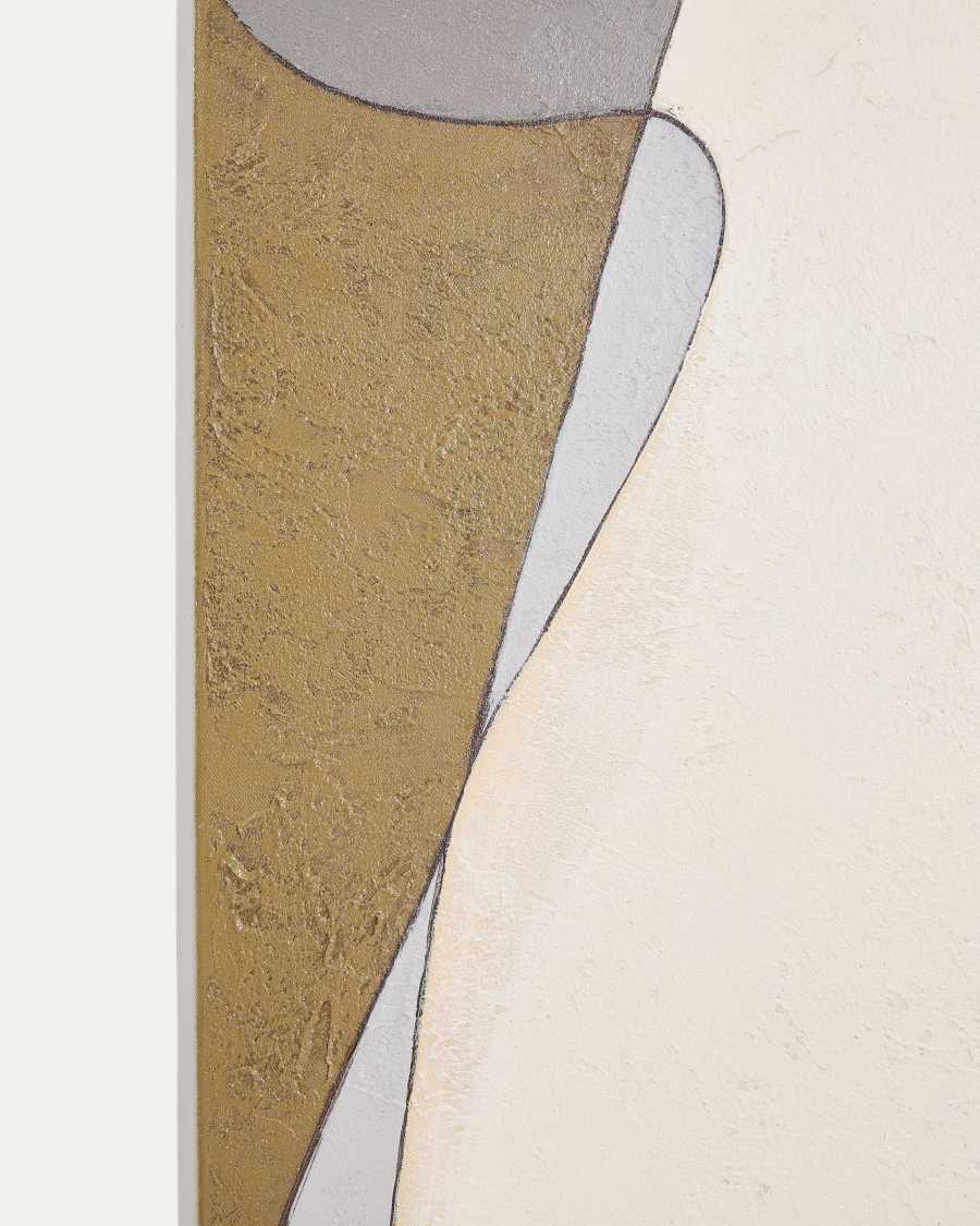 Abstrakte Leinwand Marvilo, Grau und Senfgelb, 120 x 200 cm