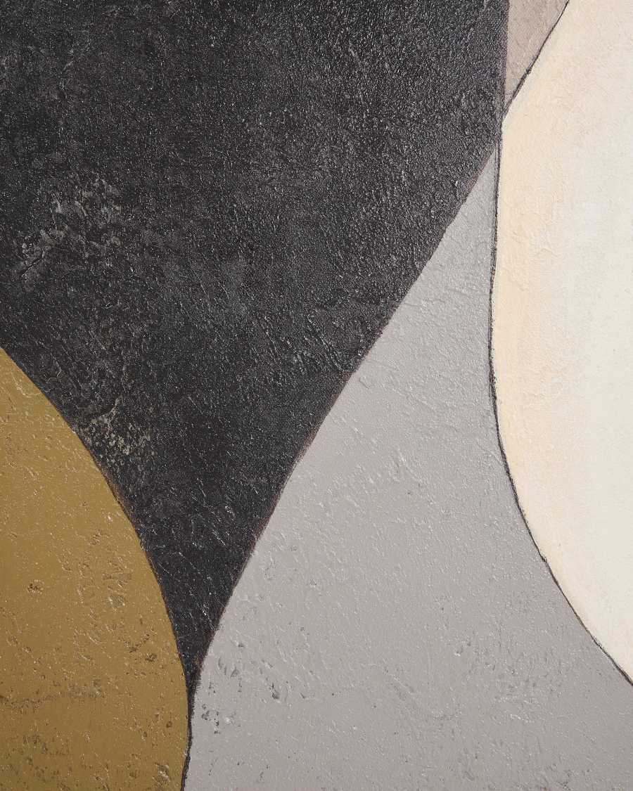 Abstrakte Leinwand Marvilo, Grau und Senfgelb, 120 x 200 cm