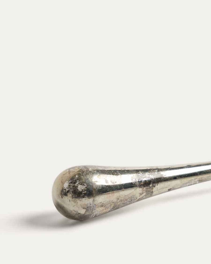 Set Alsenia di 2 ornamenti da appendere in vetro riciclato argentato 20 cm