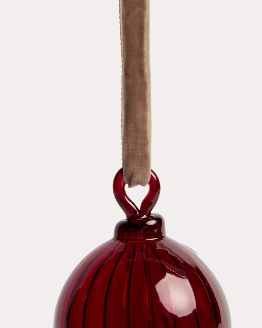 Oranel set van 4 rode hangende ornamenten van gerecycled glas Ø 5 cm